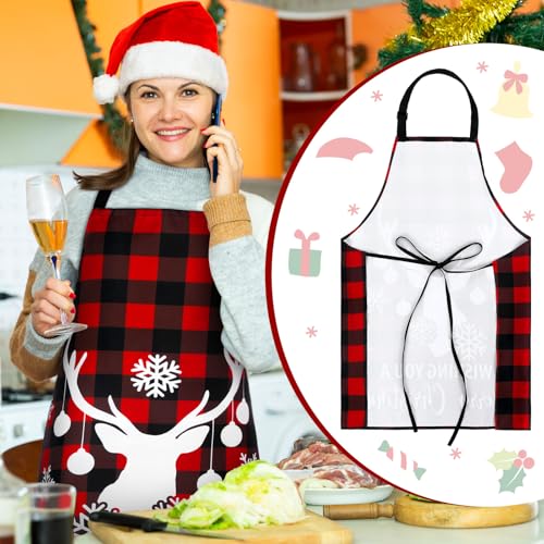 Geyoga 12 Pcs Christmas Aprons Waterproof Adjustable Kitchen Aprons - Modern