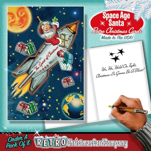 Retro Christmas Card Variety Pack - 8 Nostalgic Holiday Greeting Cards with Envelopes