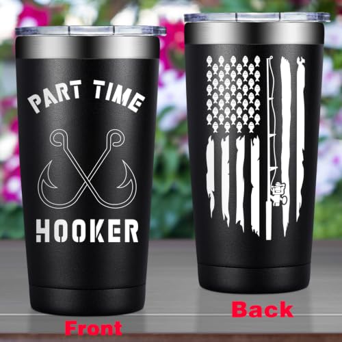 Fishing Tumbler Cup 20 oz with Funny Saying - Black Fishing Lovers Variation