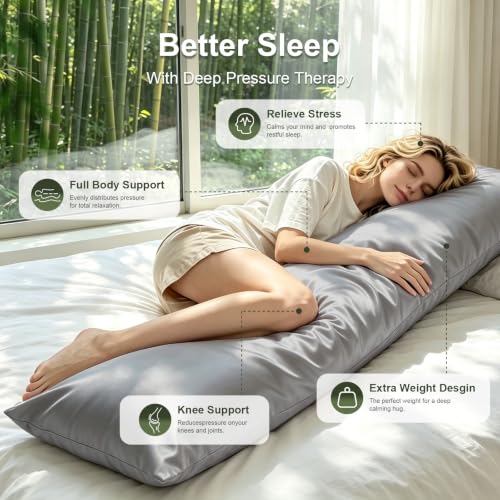 Cooling Weighted Body Pillow - Bamboo Cover, 48" x 14", 8.5lbs