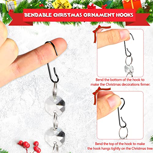 120 Pcs Black Metal Ornament Hooks with Storage Box for Christmas Tree