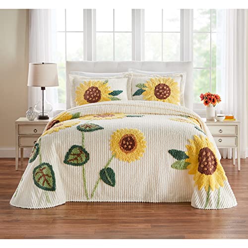 Queen Red Multi Chenille Bedspread - Cozy and Colorful