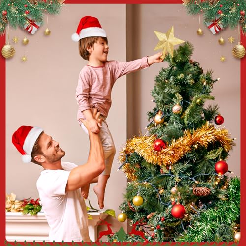 Gold Glitter Christmas Star Tree Topper - 8 Inch Shatterproof Holiday Decor