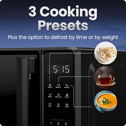 Compact Countertop Microwave Oven 0.7 Cu. Ft., 700W with 6 Presets, Black
