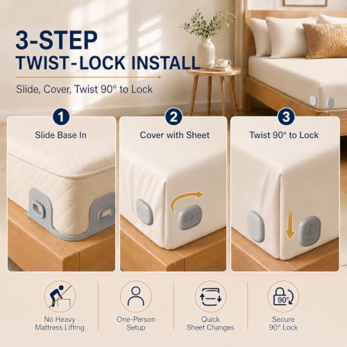 Bed Sheet Corner Holders (4-Pack) – 90° Quick Lock Fitted Sheet Clips