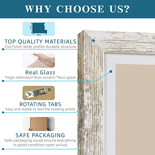 Distressed White 5x7 Picture Frame Set of 2, Wall & Tabletop Display