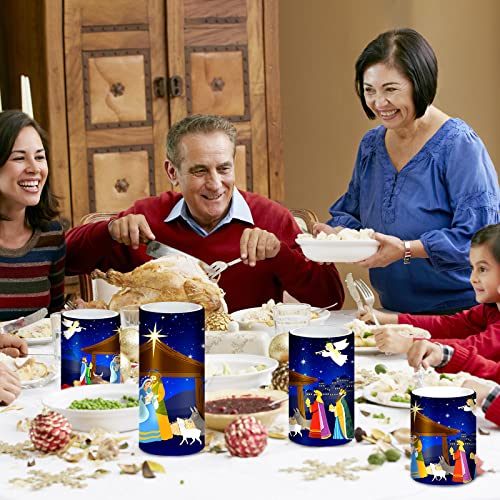 Flameless LED Nativity Scene Pillar Candles - 4-Piece Flickering Christmas Set