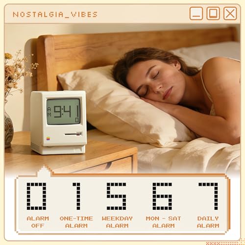 Retro Pixel Desk Clock with Alarm, Calendar, and Temperature Display