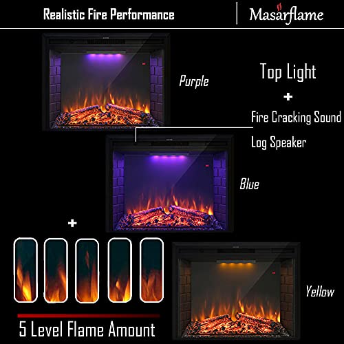 36-Inch Recessed Electric Fireplace Insert with Sound and Remote