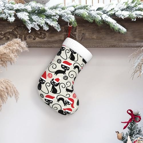 Personalized Christmas Stockings - Cute Funny Cats Kids Holiday Gift, 18 Inch Xmas Decor