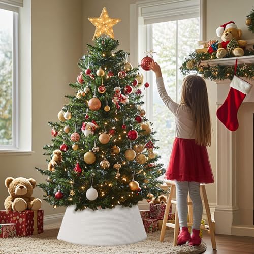 Degeyoyo White Large Christmas Tree Collar for 6-9ft Trees, Adjustable 20-28in