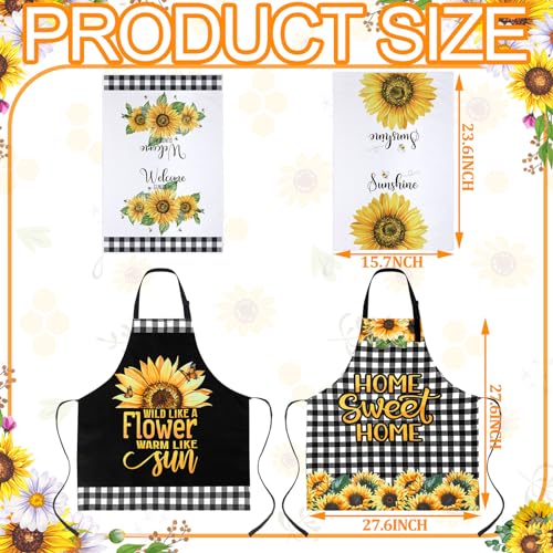 13-Piece Sunflower Kitchen Set Farmhouse Decor with Aprons and Utensils