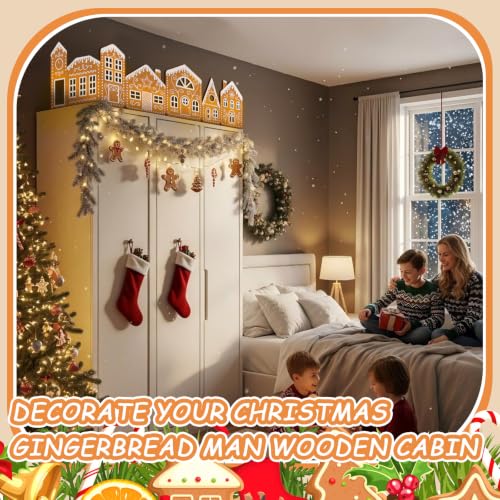 DIY Wooden Christmas Gingerbread House Kit with LED Lights, 2-Pack
