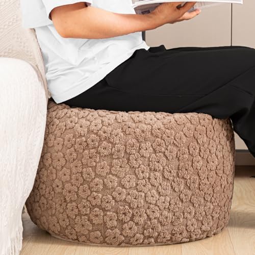 Round Foam Pouf Ottoman 20-inch Footrest for Living Room and Bedroom