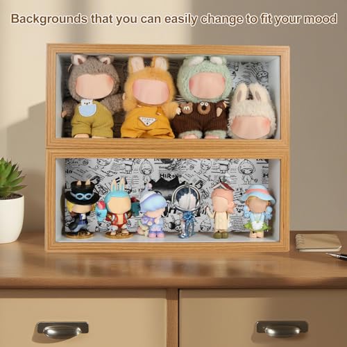 Wall Mounted Wood Display Case with Tempered Glass Door for Collectibles