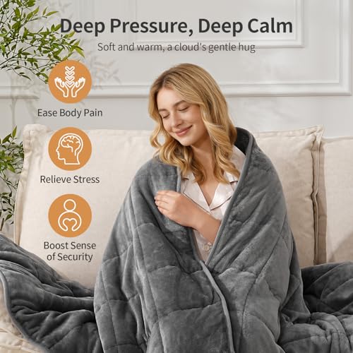 Weighted Blanket for Adults 15 lbs Queen Size 60x80 Plush Sherpa Throw