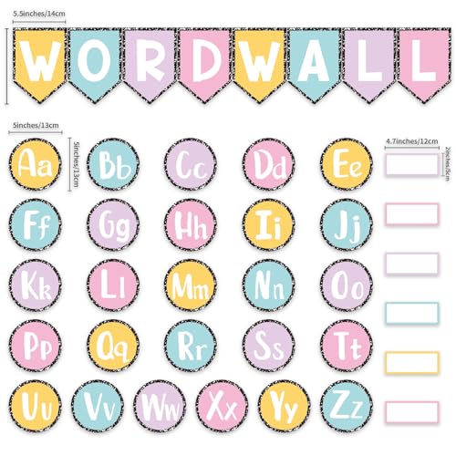 124-Piece Classroom Word Wall Bulletin Board Set with Alphabet Cutouts