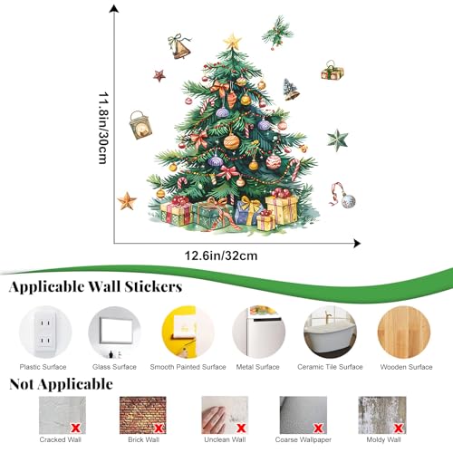 Green Christmas Tree Window Clings - Peel & Stick Holiday Wall Decals