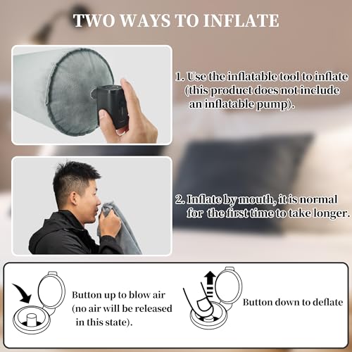Inflatable Body Pillow for Neck and Back Support - Grey
