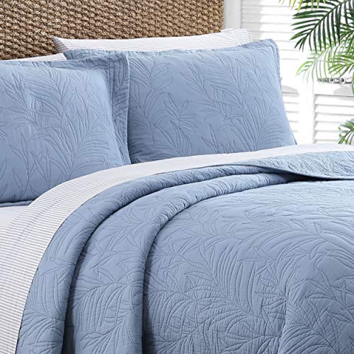 Reversible King Quilt - 100% Cotton Bedding, Costa Sera Blue
