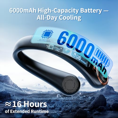 Portable Neck Fan 6000mAh Rechargeable Wearable Personal Cooling Fan