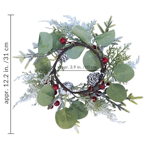 4-Pack Artificial Eucalyptus & Snowy Cedar Christmas Candle Rings