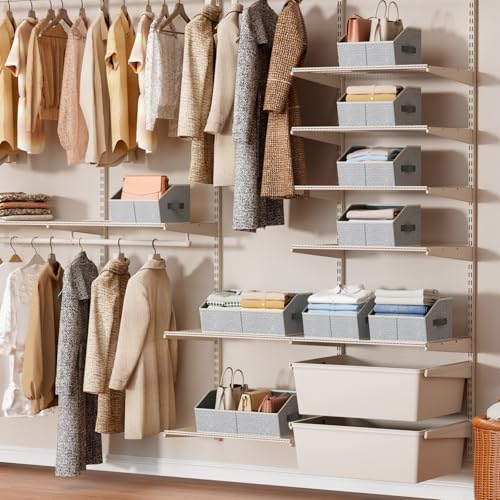 Closet Organizers Bins 6-Pack Fabric Trapezoid Storage Bins Light Gray