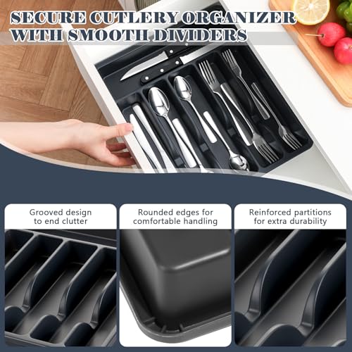 49-Piece Stainless Steel Flatware Set for 8 with Steak Knives and Organizer