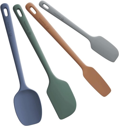 ChefAide Silicone Spatula Set - 4 Pieces, Ergonomic Grip, Heat Resistant for Nonstick Cookware