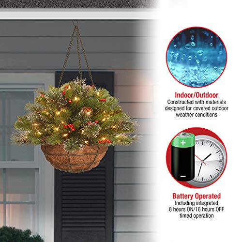 Pre-Lit Crestwood Spruce Hanging Basket - 20in Christmas Tree with Lights