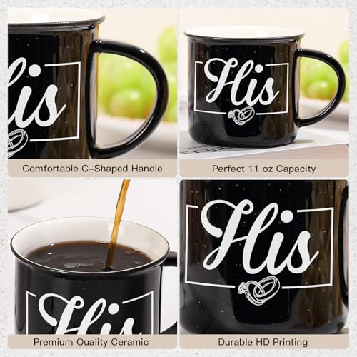 His & Hers Wedding Coffee Mug Set of 2 - 11oz Couples Gift for Engagement & Anniversary