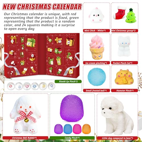 24-Day Christmas Advent Calendar with Kawaii Squishy Sensory Toys