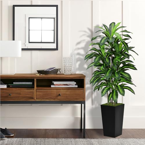 5FT Artificial Dracaena Tree with Black Planter - Faux Yucca Floor Plant