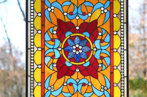 Handcrafted 20" x 34" Stained Glass Window Panel - Tiffany Style