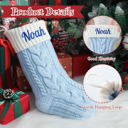 Personalized Embroidered Christmas Stocking - 18 Inch Large Cable Knit Stocking