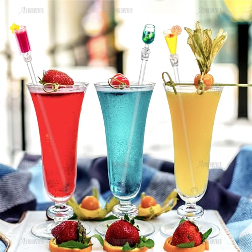 AUEAR Style B 10 Pack Acrylic Cocktail Stirrers Swizzle Sticks - Colorful Barware