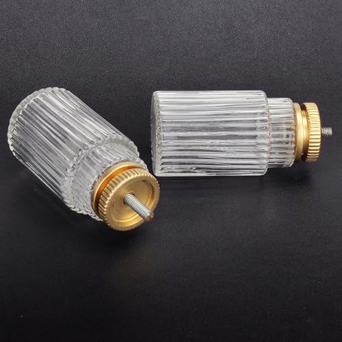Gold Ribbed Glass Curtain Rod Finials Set of 2, 1-1/8 Inch Diameter Compatibility