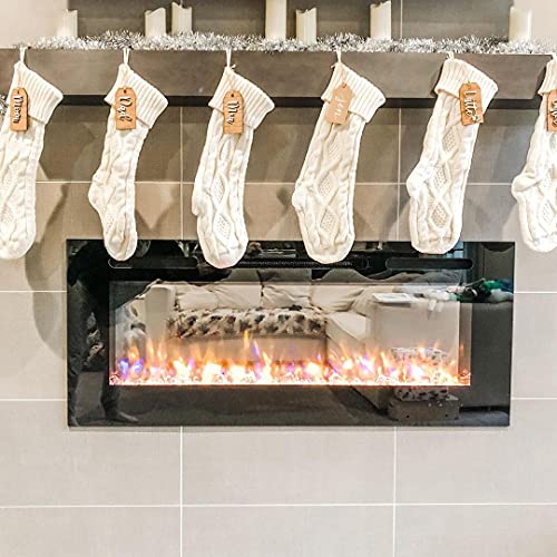 Cable Knit Christmas Stockings 6-Pack - 18-Inch Fireplace Holiday Decor