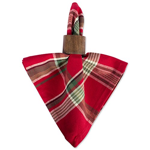 DII Holiday Red Plaid Cotton Napkin Set 18x18 Inches - Pack of 6