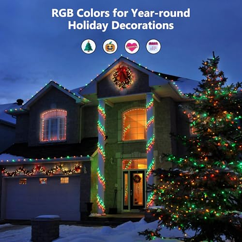 Brizled RGB Halloween 100 LED String Lights, USB - Orange/Purple, Green Wire