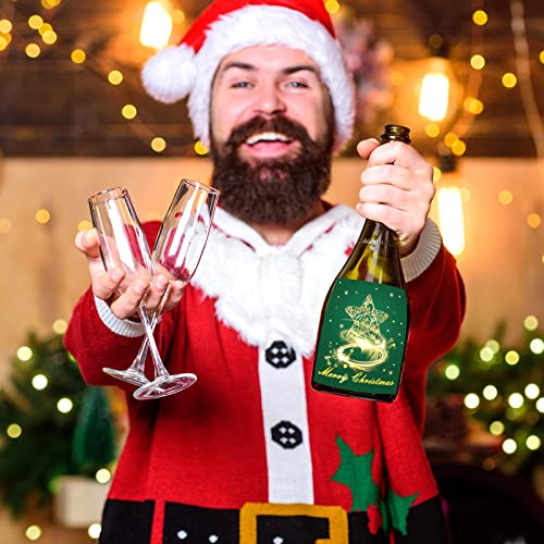 WorldBazaar Gold Foil Christmas Wine Bottle Stickers, 54-Pack
