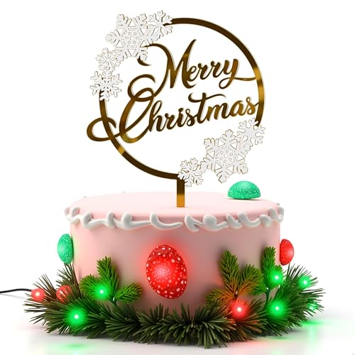 Acrylic Christmas Cake Topper - Merry Holiday Hat for Birthday, Baby Shower & Party