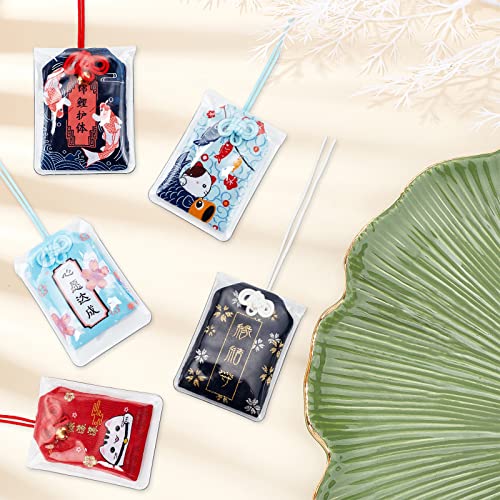 WEBEEDY 8 Pcs Japanese Omamori Amulet Lucky Charms for Career Love Wealth Safety - 4x6 cm