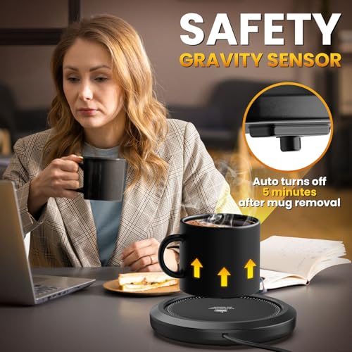 KitchekShop Black Coffee Mug Warmer with 4 Temp Settings & 12H Timer