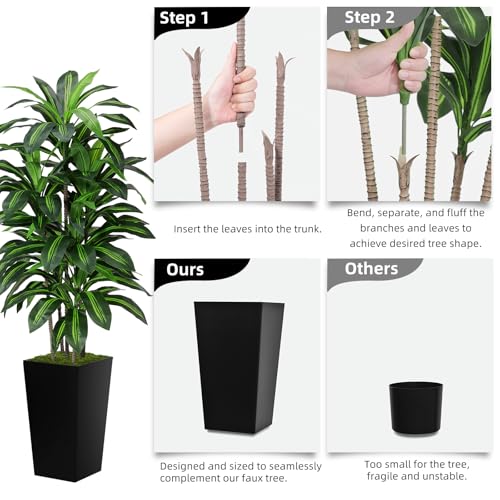 5FT Artificial Dracaena Tree with Black Planter - Faux Yucca Floor Plant