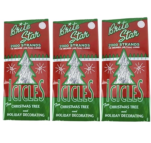 Brite Star Icicles for Christmas Tree - 3 Pack, Silver