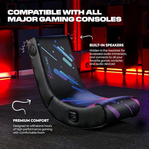 Floor Rocker Gaming Chair with Built-in Audio and Foldable Design