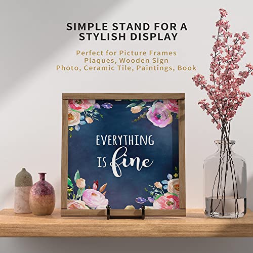 6-Inch Metal Square Picture Frame Easel Stands, Matte Black (2 Pack)