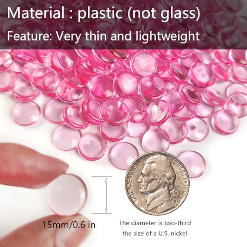 Bright Pink Acrylic Flat Marbles - 630 Pcs 0.6" Vase Fillers & Table Scatter