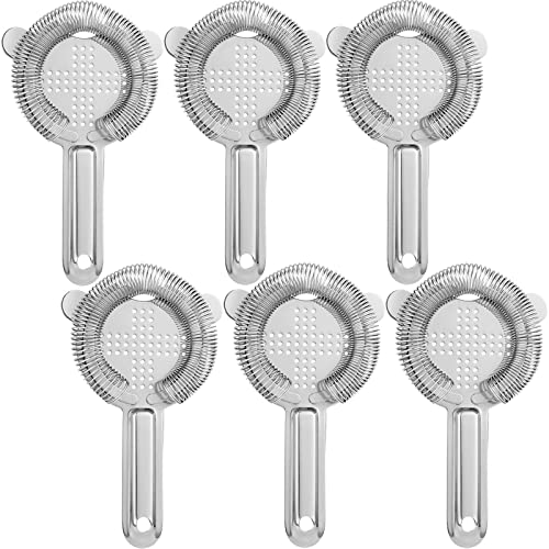 6 Pack Stainless Steel Cocktail Strainers with Spring for Bartenders & Home Mixology